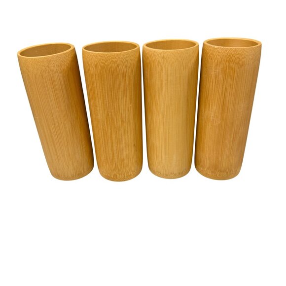 Set Of 4 Natural Bamboo Vases - Picture 1 of 4